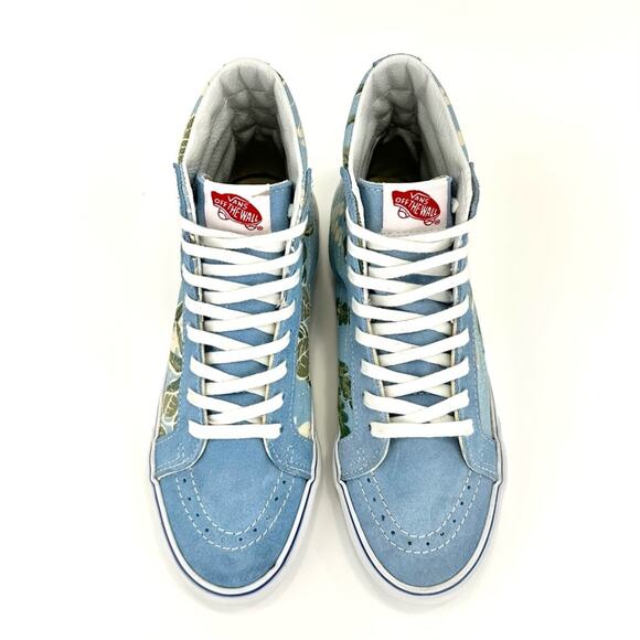 Men Sz 5.5 Vans Sk8hi Slim Lace High Sneaker Skateboard Van Doren Blue/Tropical - Picture 13 of 16